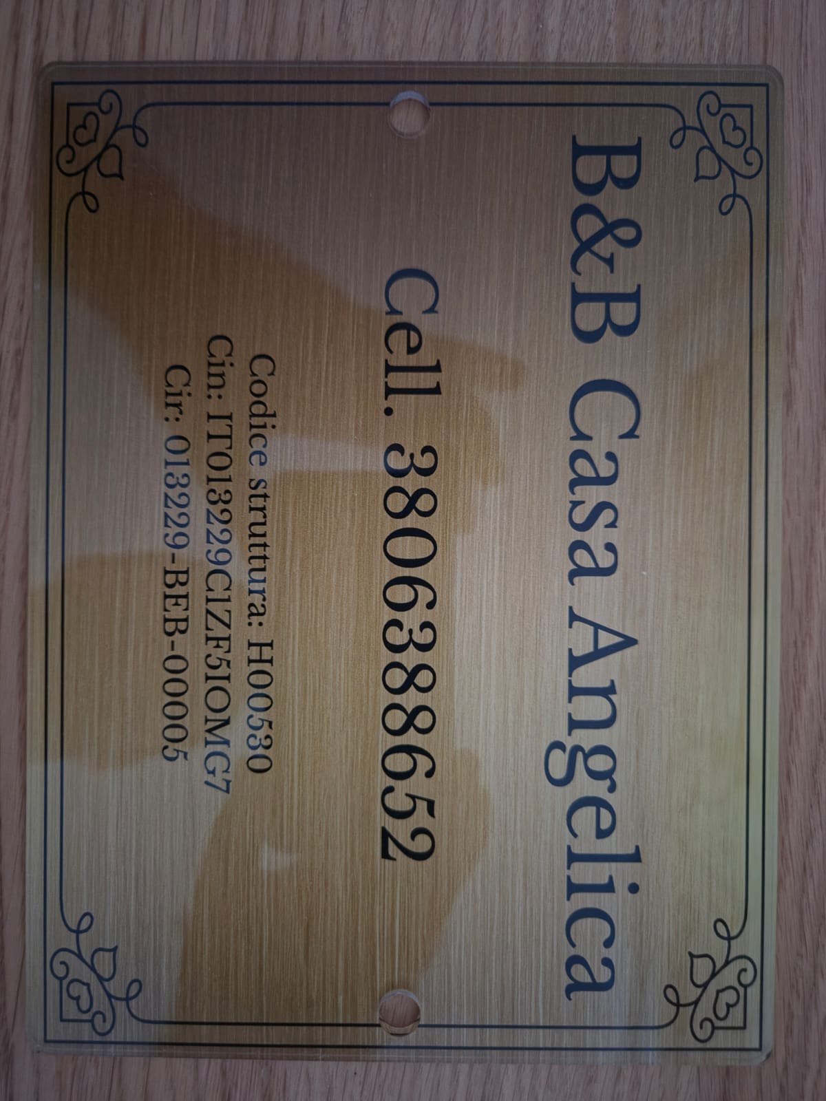 B&B Casa Angelica Official Plaque